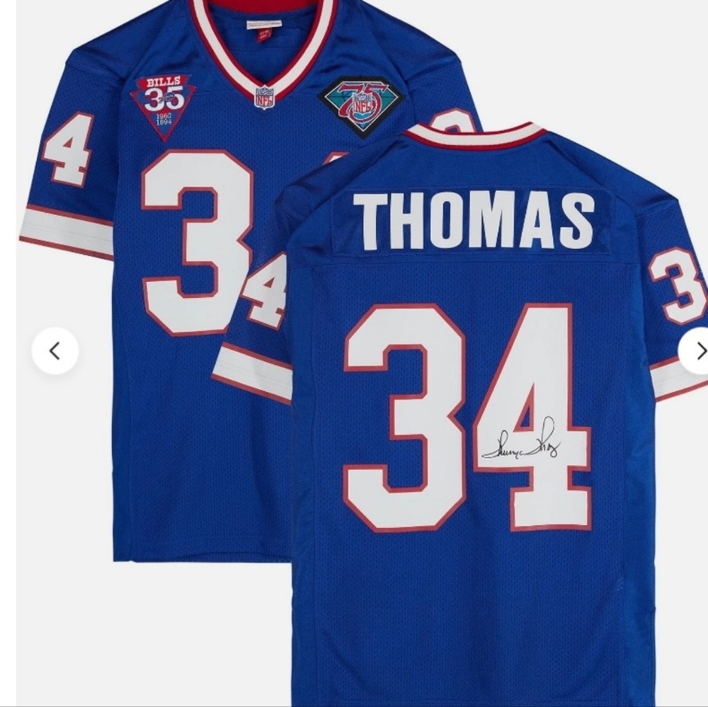 Thom as #34 Blue Signed Buffalo Bills Football Jersey